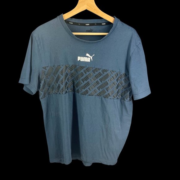Puma Mens Blue Graphic Logo T-Shirt Large - Picture 1 of 7